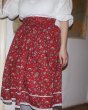 画像4: コットンギャザースカート（赤に花柄）70cm (4)