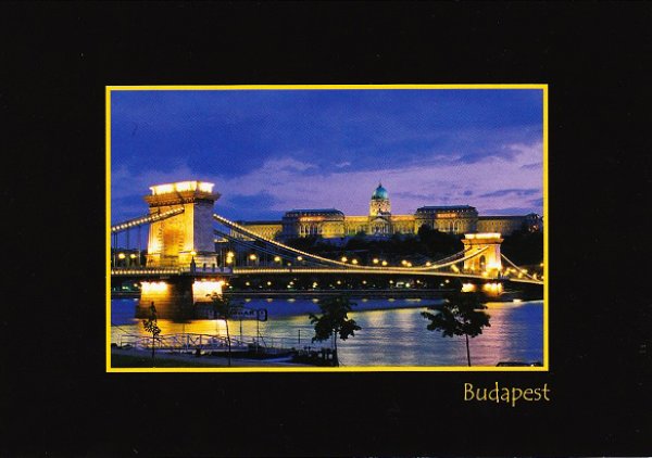 画像1: ハンガリーポストカード鎖橋夜景１ (1)