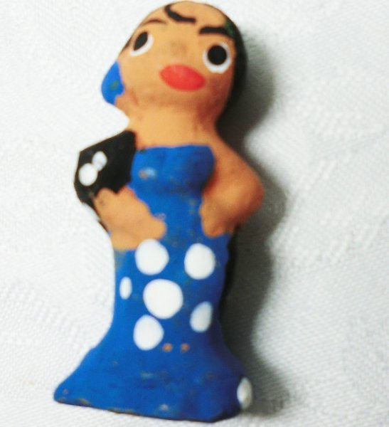 画像1: スペインミニチュア人形（フラメンコ青） (1)