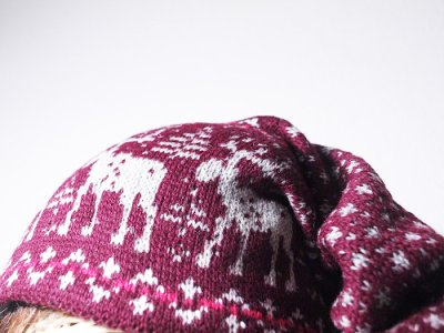 画像1: 帽子マフラー（エストニア）トナカイ　ボルドー