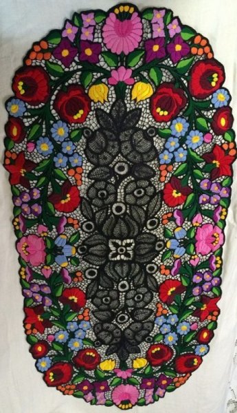 画像1: 究極の芸術品カロチャレース刺繍97×48 (1)