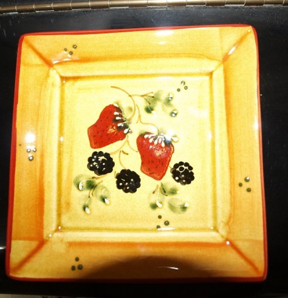 画像1: クリスマスカラー陶器デザート皿 (1)