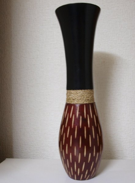 画像1: 木製花瓶（ワインレッド） (1)